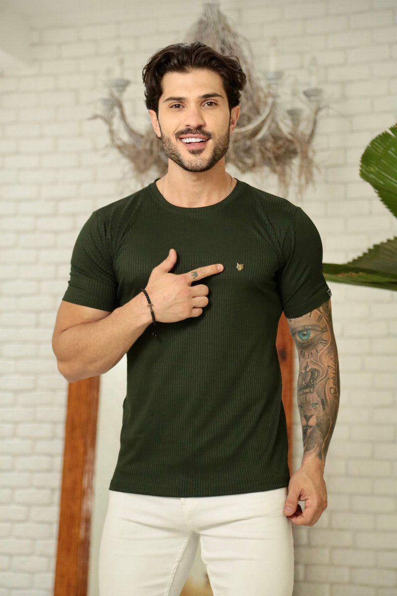 Camiseta Canelada Verde Escuro Logo Metal Volk Culture Supreme