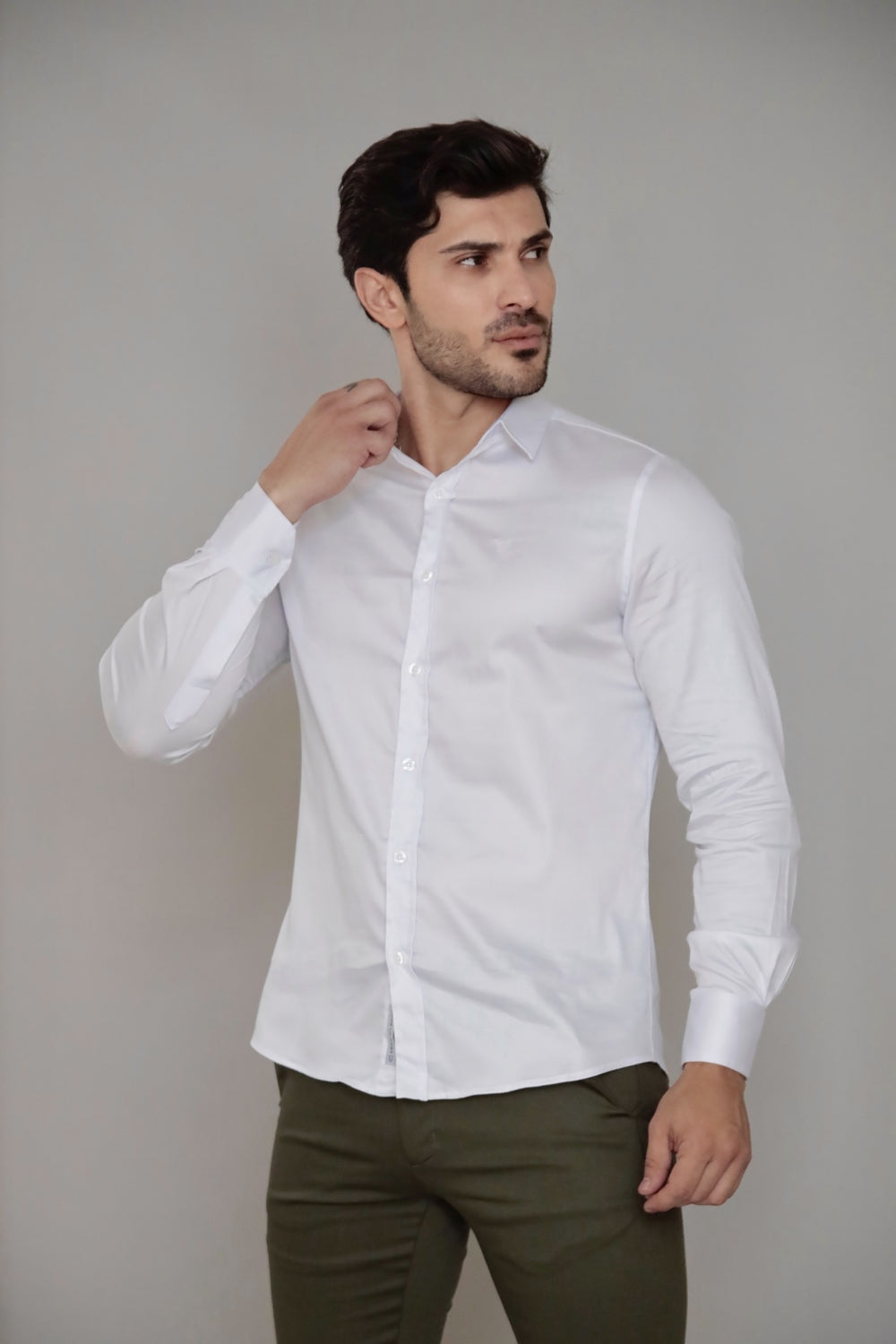 Camisa Social Gola Italiana Branca Algodão Egípcio Elegance Manga Longa