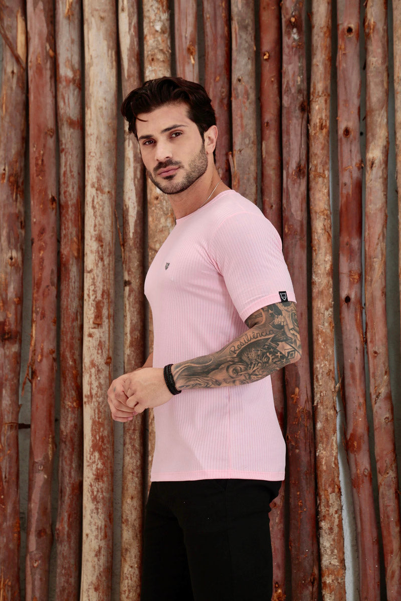 Camiseta Canelada Rosa Logo Metal Volk Culture Supreme