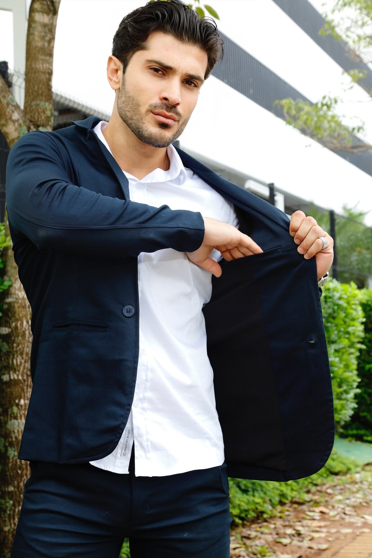 Blazer Sarja Alfaiataria Milano Masculina Azul Marinho