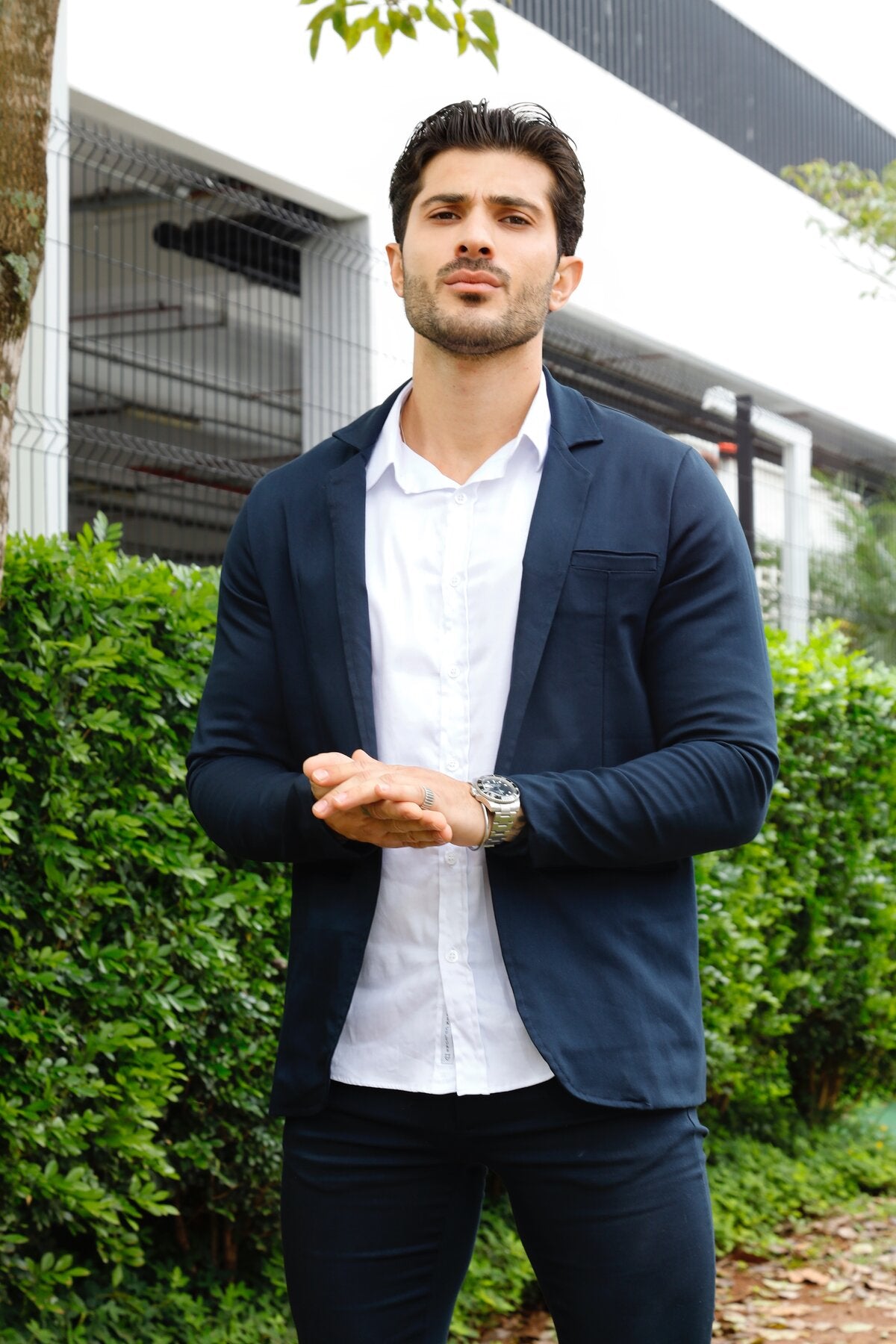 Blazer Sarja Alfaiataria Milano Masculina Azul Marinho