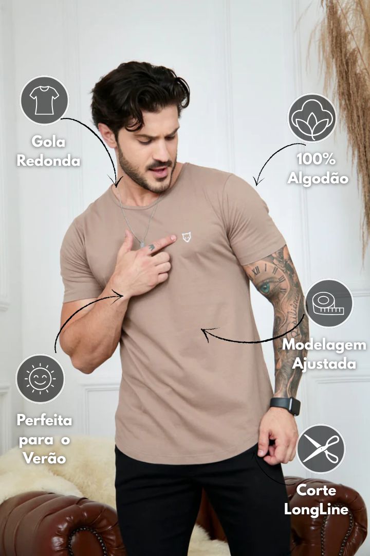 Camiseta Long Line Volk Culture Marrom - Harpia Moda Masculina