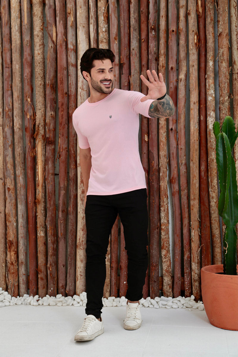 Camiseta Canelada Rosa Logo Metal Volk Culture Supreme