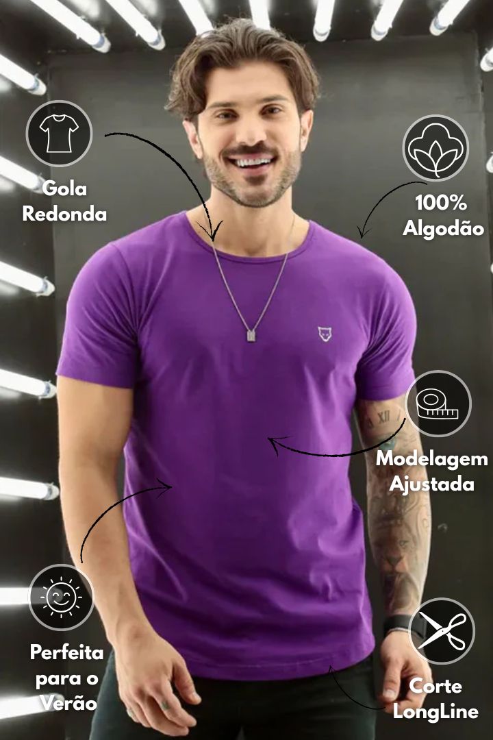 Camiseta Long Line Volk Culture Roxo - Harpia Moda Masculina