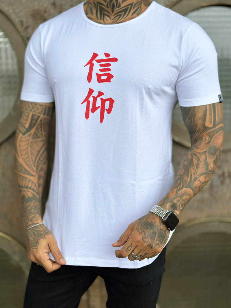 Camiseta Long Line Volk Culture Cotton Tigre Branca Soft