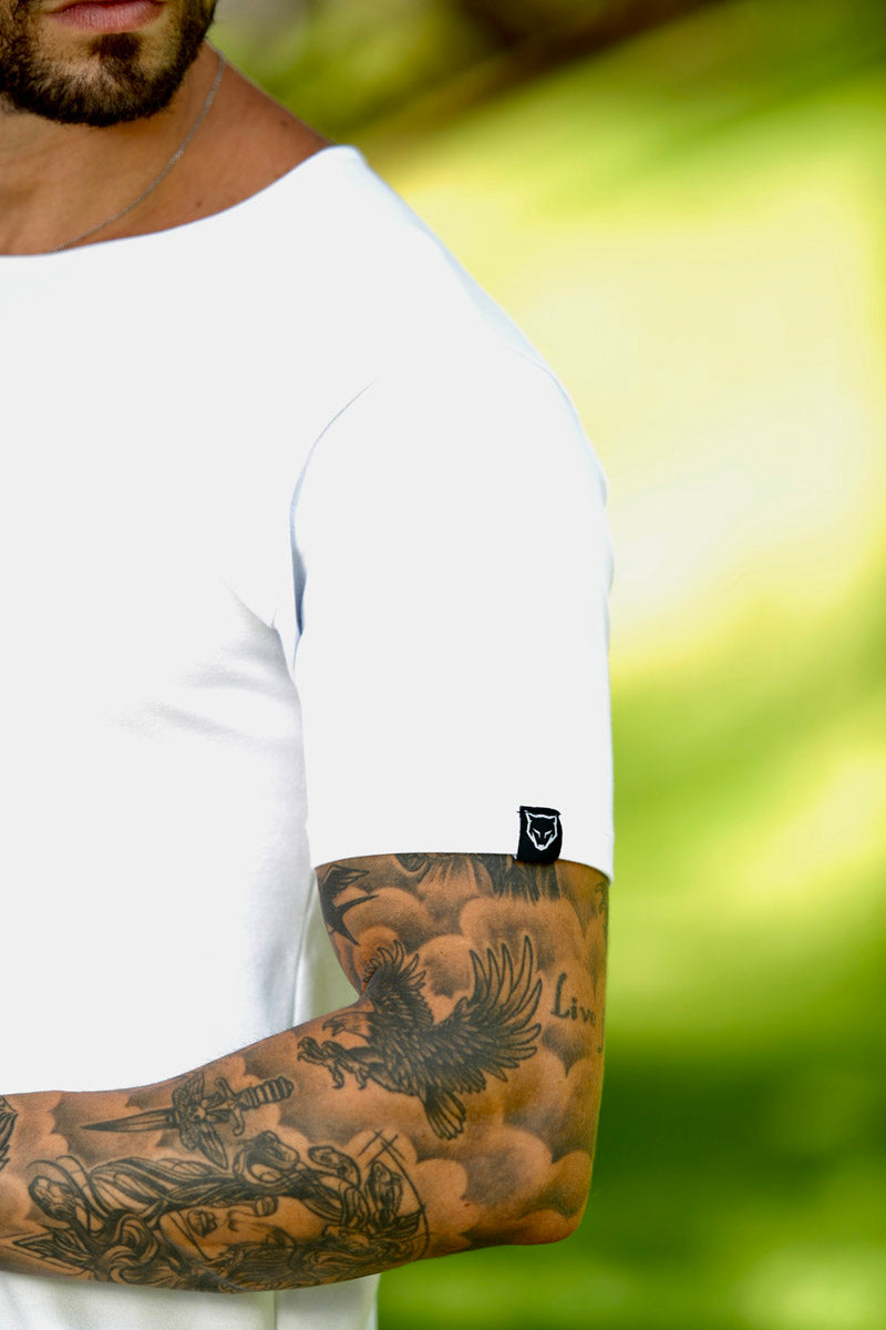 Camiseta Long Line Volk Culture Cotton Tigre Branca Soft