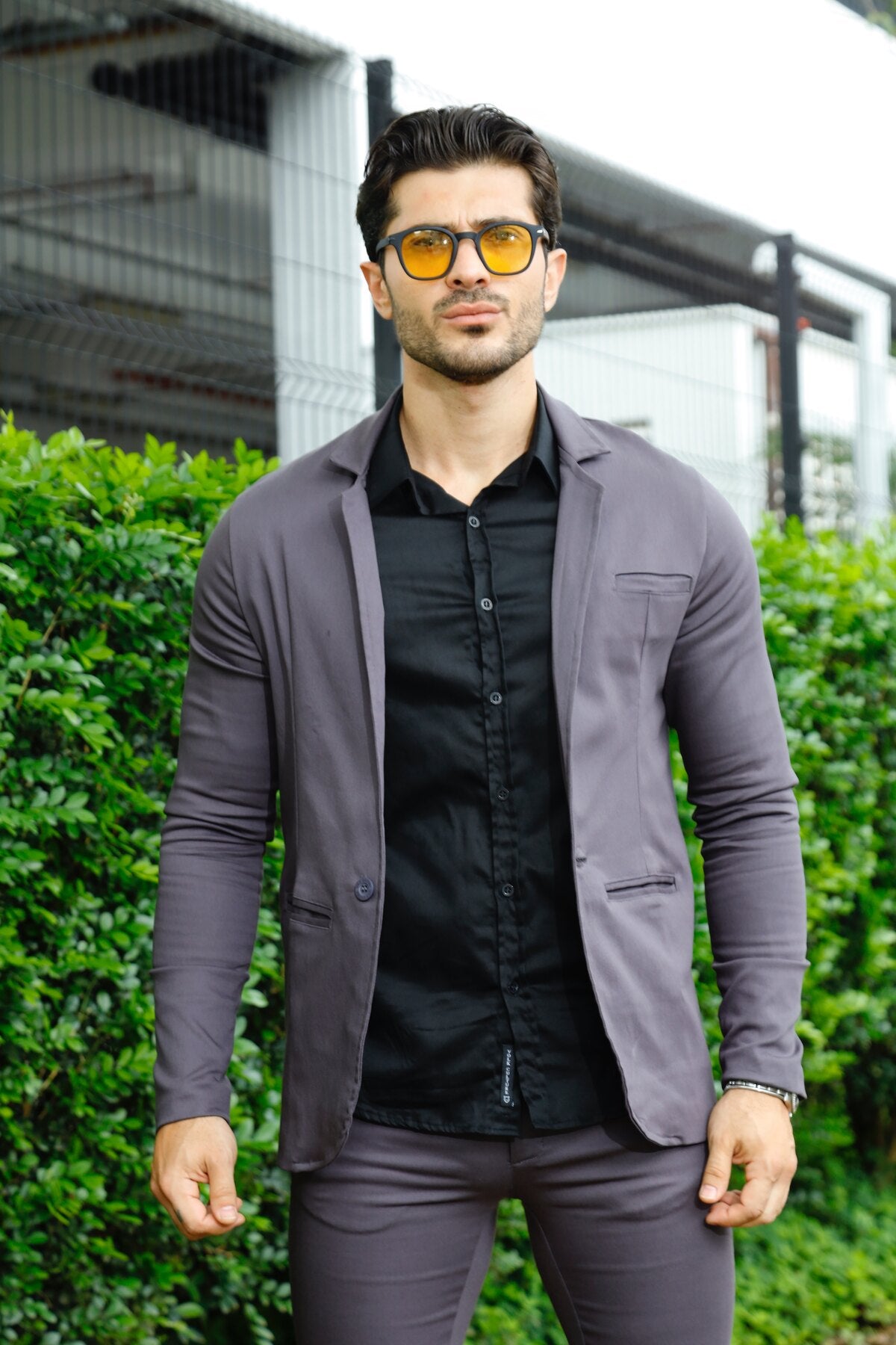 Blazer Sarja Alfaiataria Milano Masculina Cinza