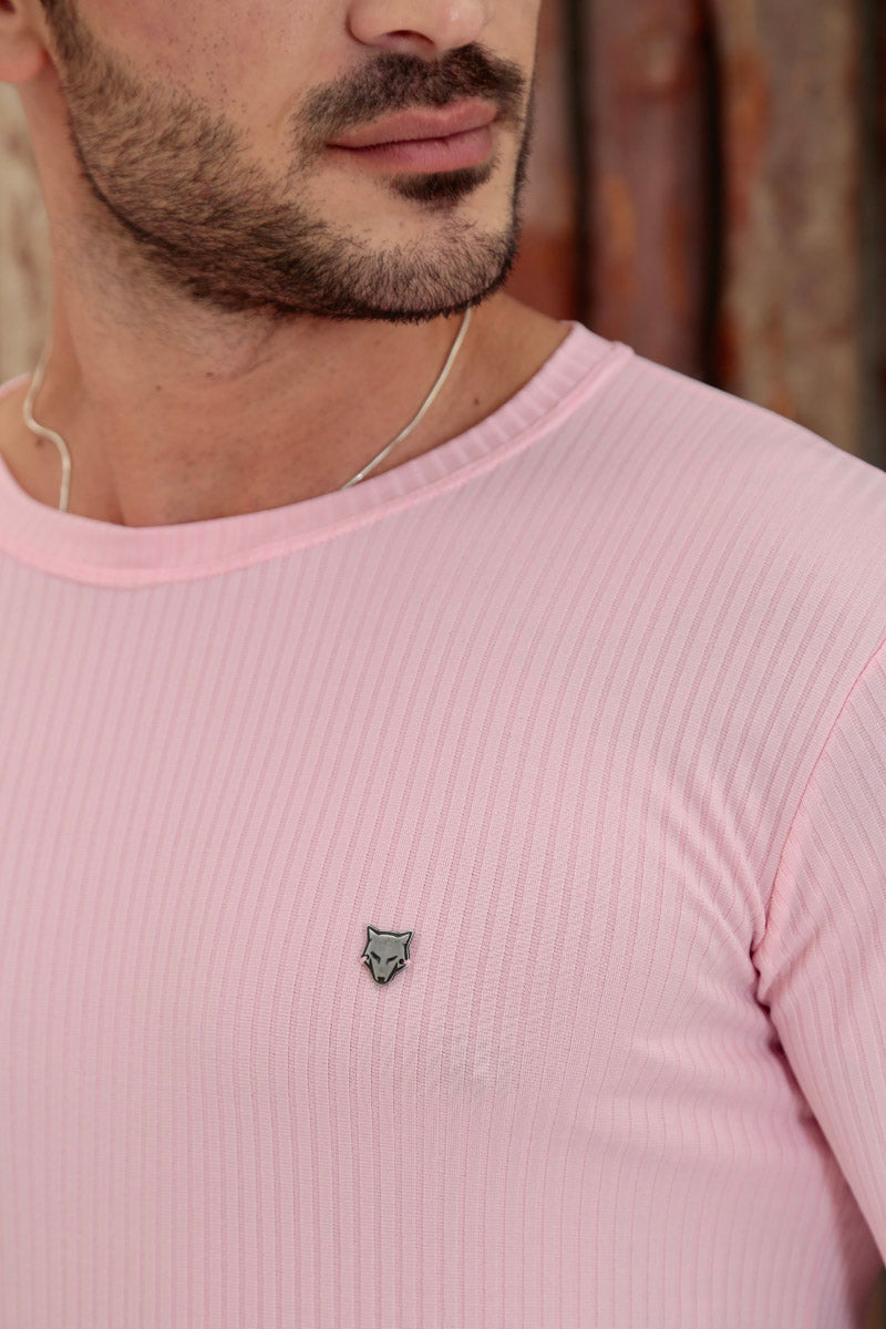 Camiseta Canelada Rosa Logo Metal Volk Culture Supreme