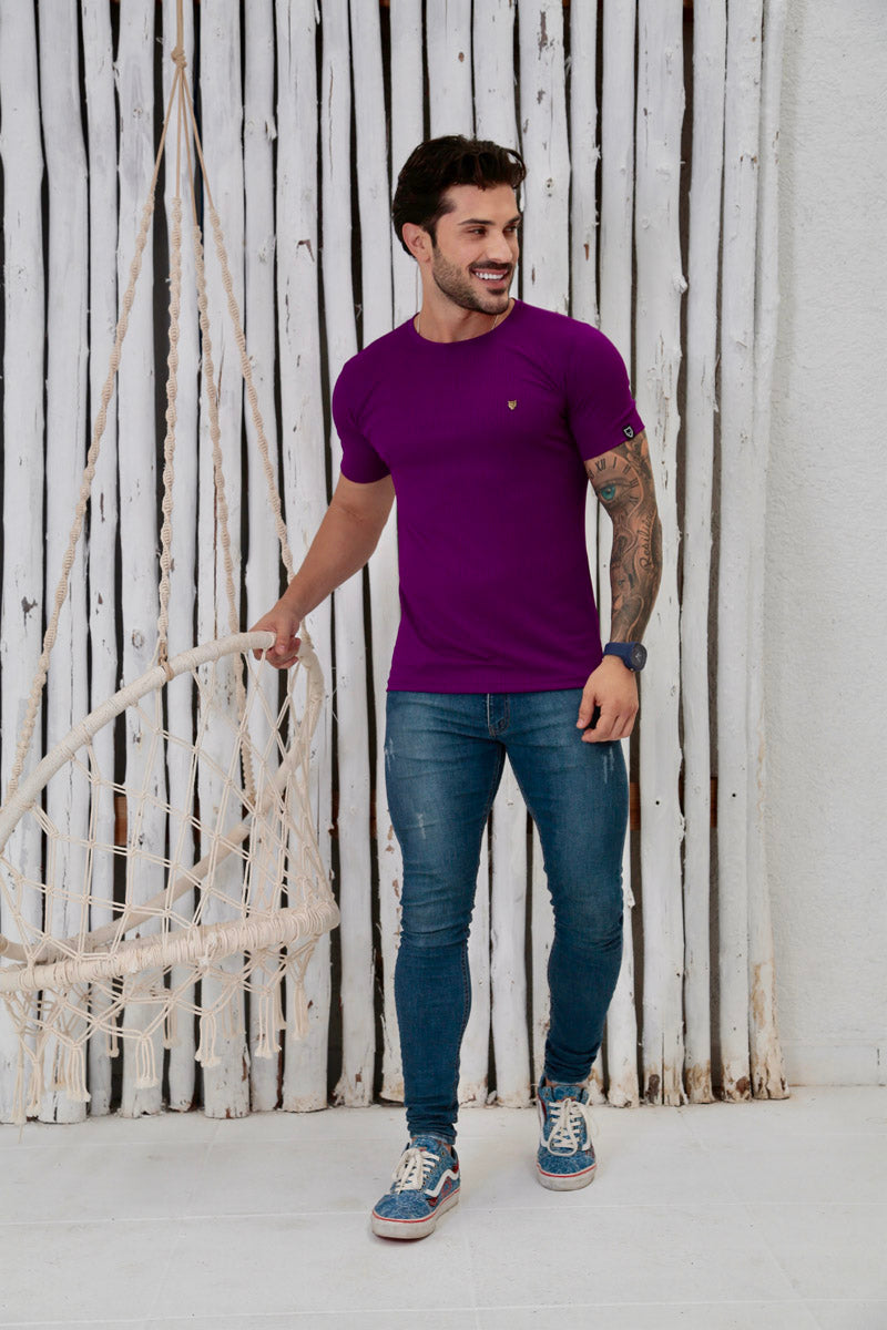 Camiseta Canelada Roxa Logo Metal Volk Culture Supreme