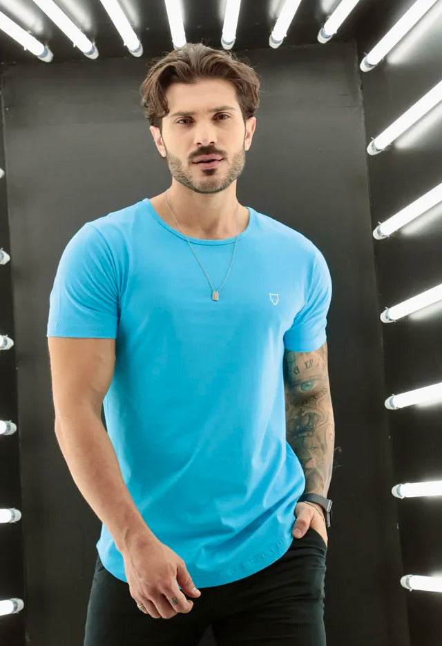 Camiseta Básica Premium Long  Volk Culture Azul Piscina