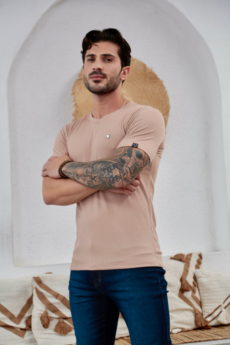 Camiseta Canelada Areia Logo Metal Volk Culture