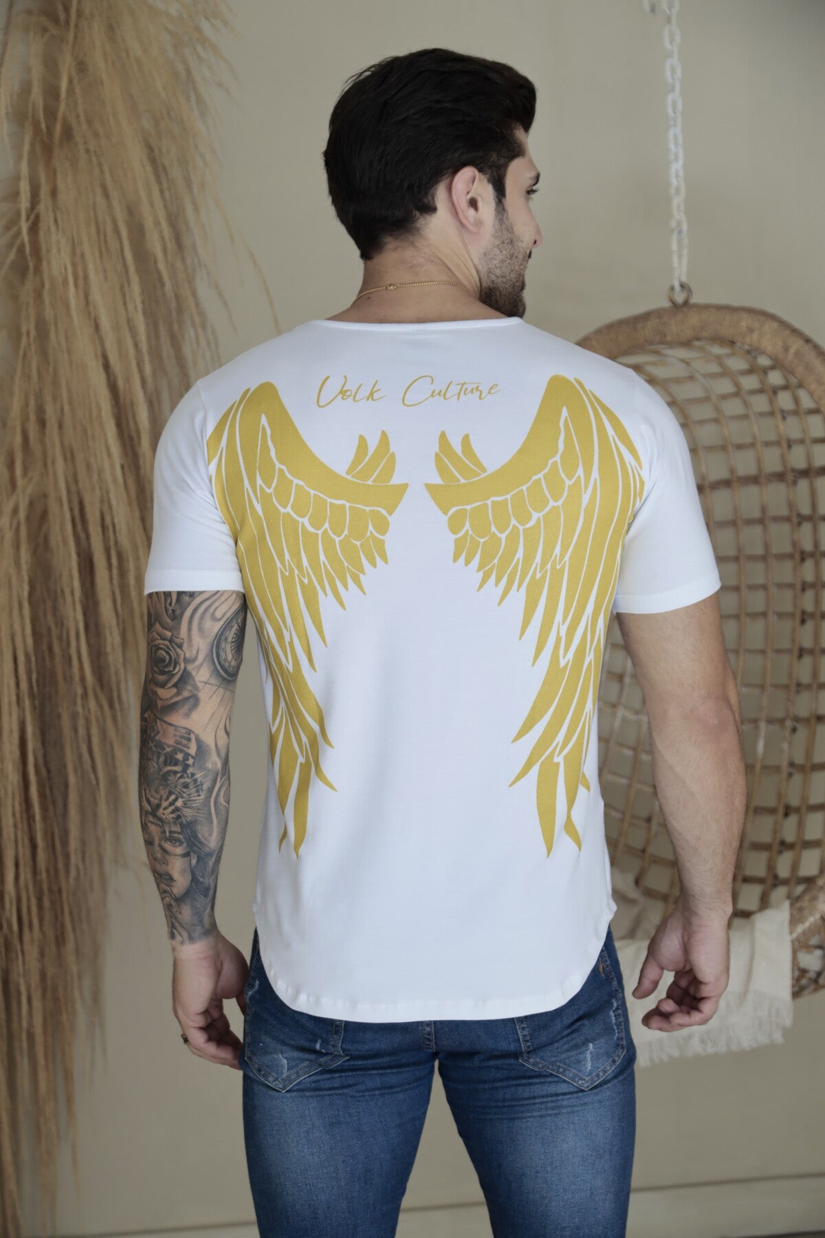 Camiseta Volk Culture Asas de Anjo Cotton Branca