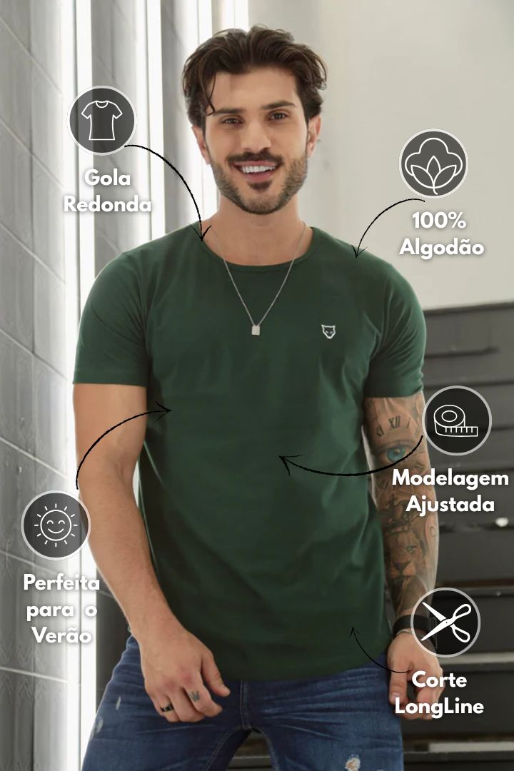 Camiseta Long Line Volk Culture Verde - Harpia Moda Masculina