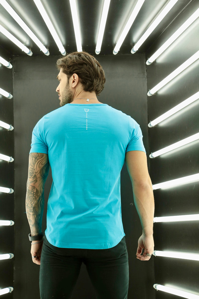 Camiseta Básica Premium Long  Volk Culture Azul Piscina