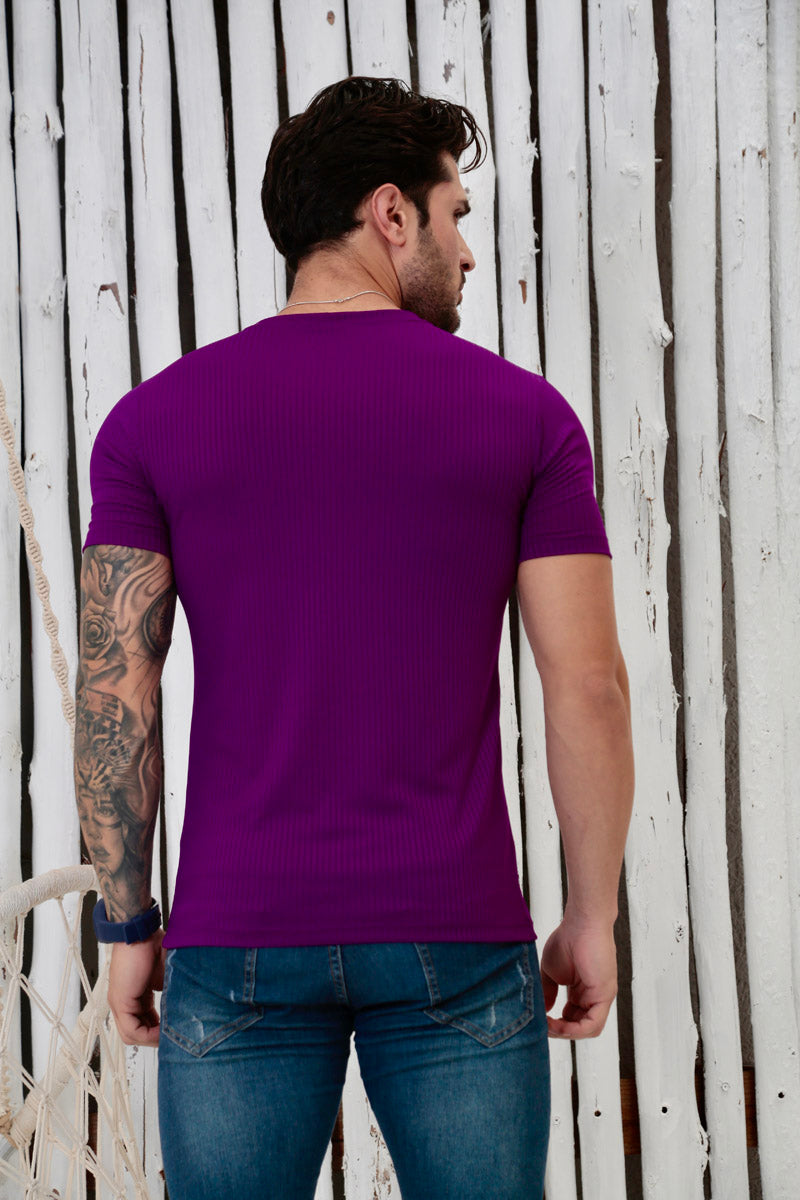 Camiseta Canelada Roxa Logo Metal Volk Culture Supreme