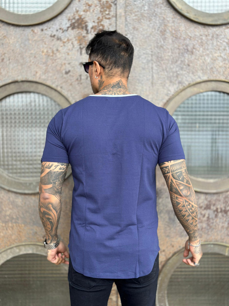 Camiseta Dragão Branco Azul Cotton