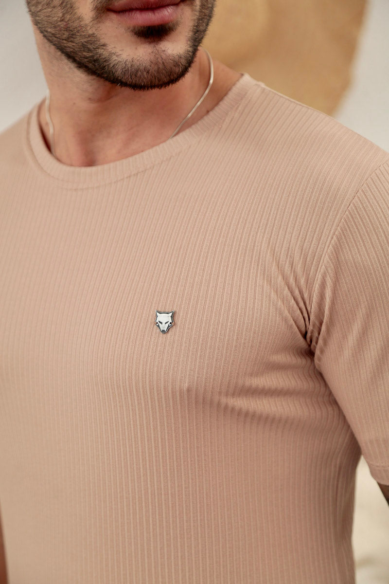 Camiseta Canelada Areia Logo Metal Volk Culture