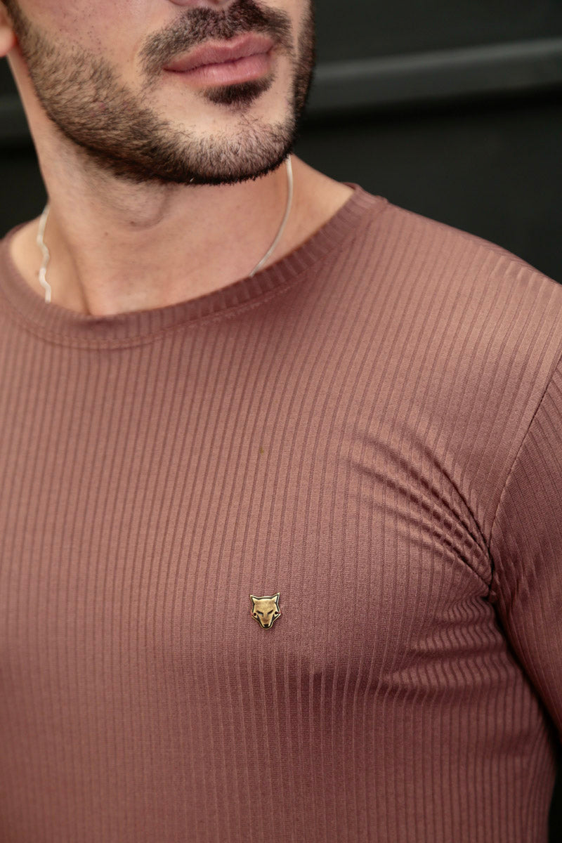 Camiseta Canelada Marrom Logo Metal Volk Culture Supreme