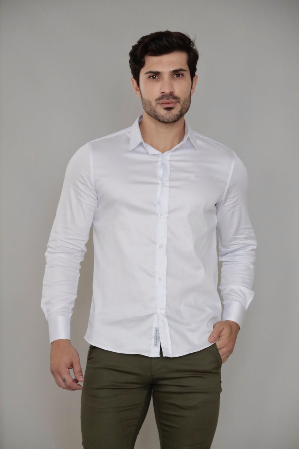 Camisa Social Gola Italiana Branca Algodão Egípcio Elegance Manga Longa