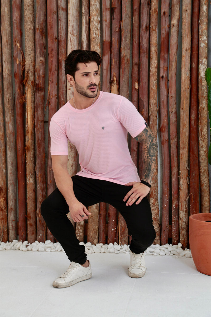 Camiseta Canelada Rosa Logo Metal Volk Culture Supreme