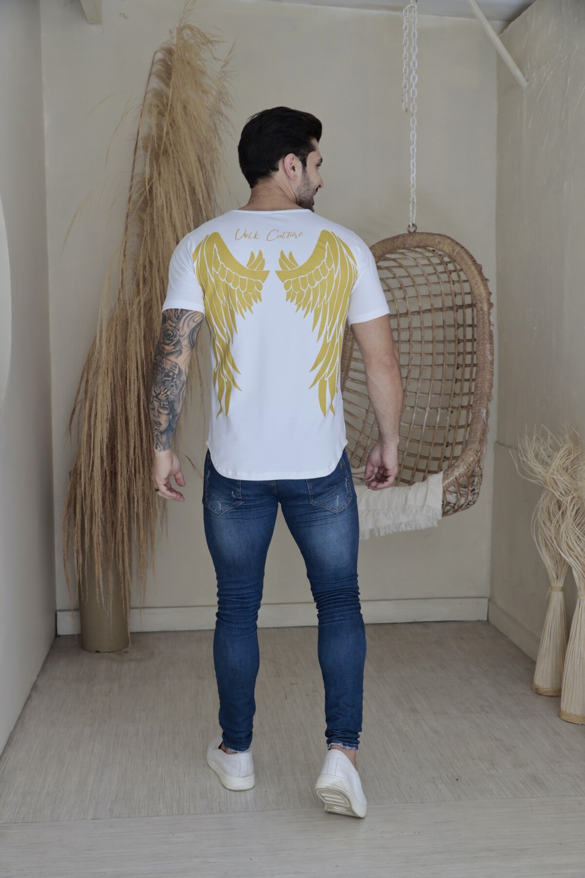 Camiseta Volk Culture Asas de Anjo Cotton Branca
