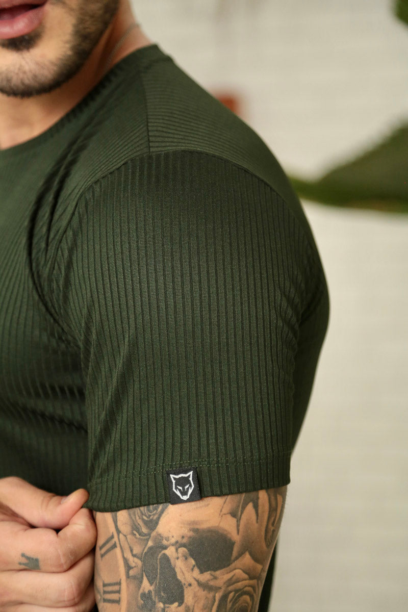 Camiseta Canelada Verde Escuro Logo Metal Volk Culture Supreme