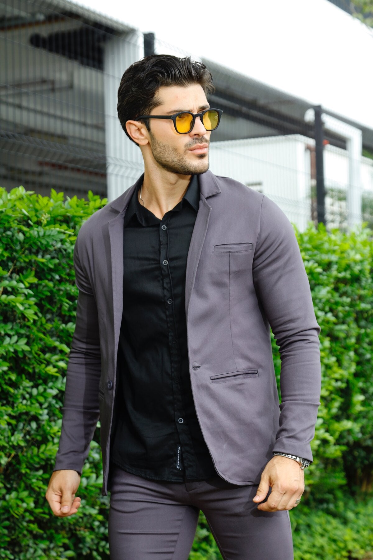 Blazer Sarja Alfaiataria Milano Masculina Cinza