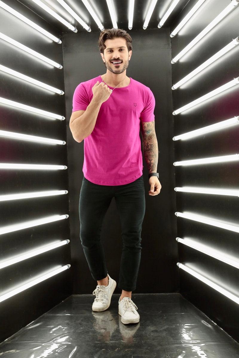 Camiseta Long Line Volk Culture Rosa