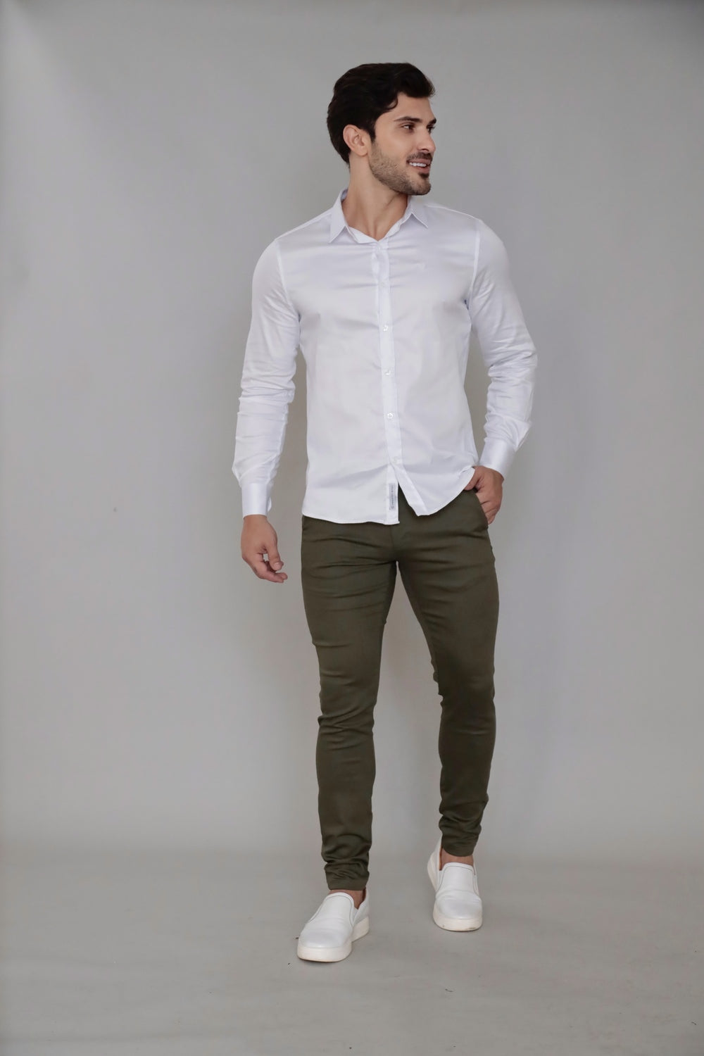 Camisa Social Gola Italiana Branca Algodão Egípcio Elegance Manga Longa