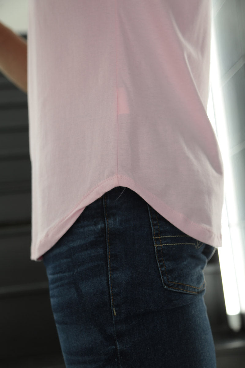 Camiseta Long Line Volk Culture Rosa Bebe