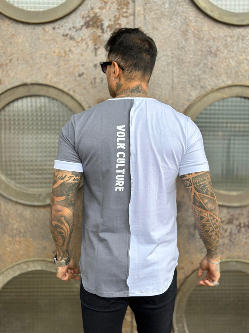 Camiseta Dual Branca e Cinza Japonesa Cotton