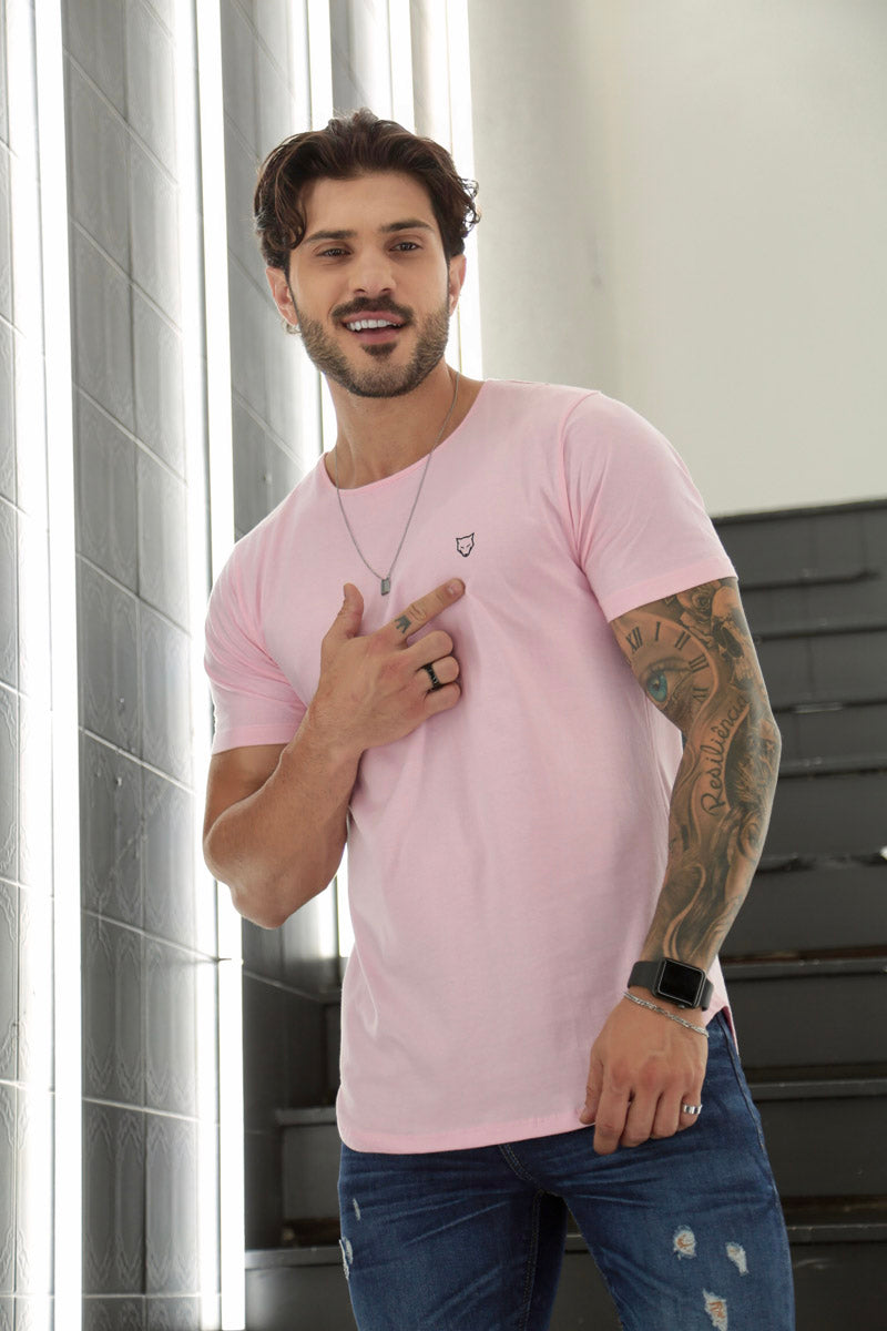 Camiseta Long Line Volk Culture Rosa Bebe