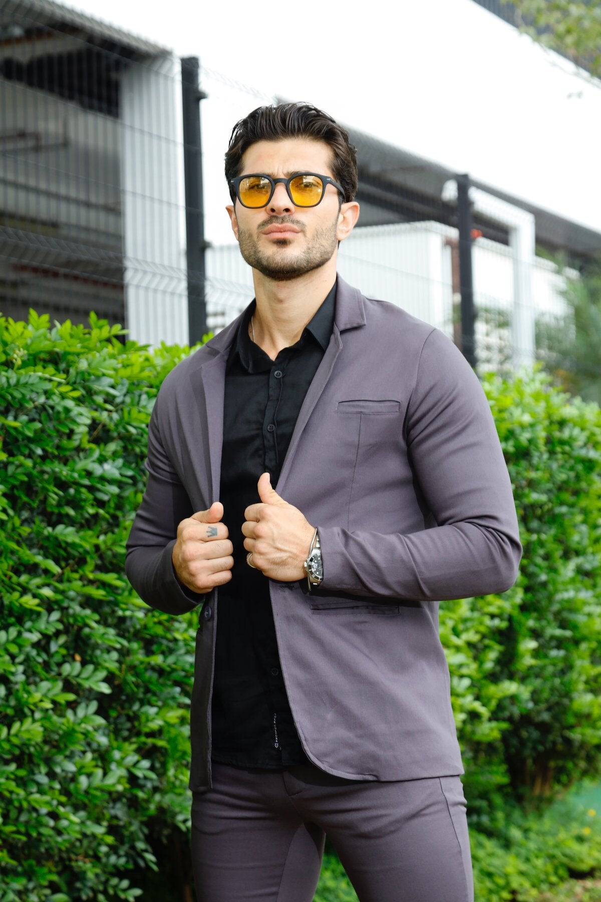 Blazer Sarja Alfaiataria Milano Masculina Cinza