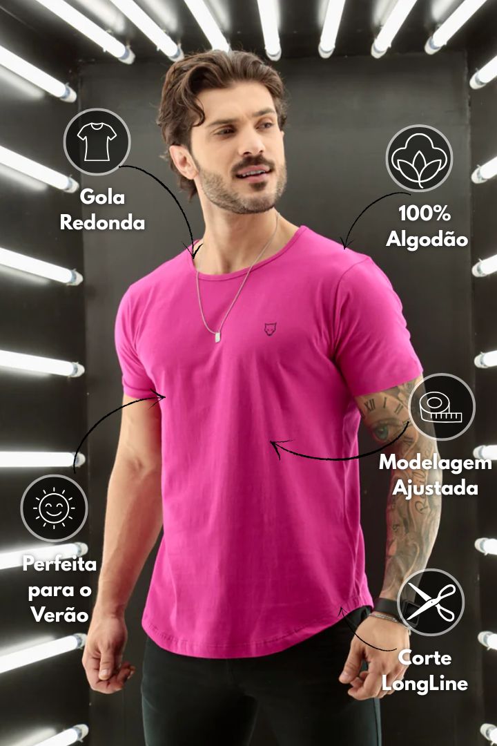 Camiseta Long Line Volk Culture Rosa - Harpia Moda Masculina