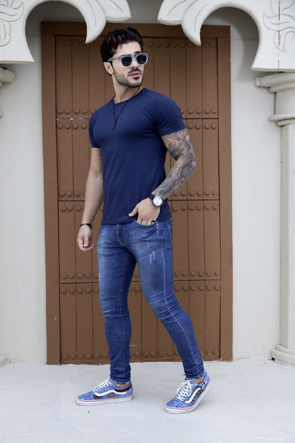 Camiseta Básica Cotton Azul Marinho Volk Culture