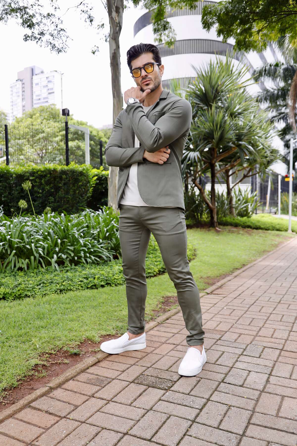 Blazer Sarja Alfaiataria Milano Masculina Verde