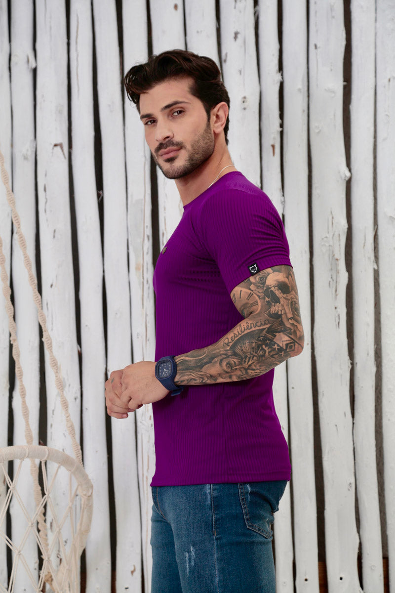 Camiseta Canelada Roxa Logo Metal Volk Culture Supreme