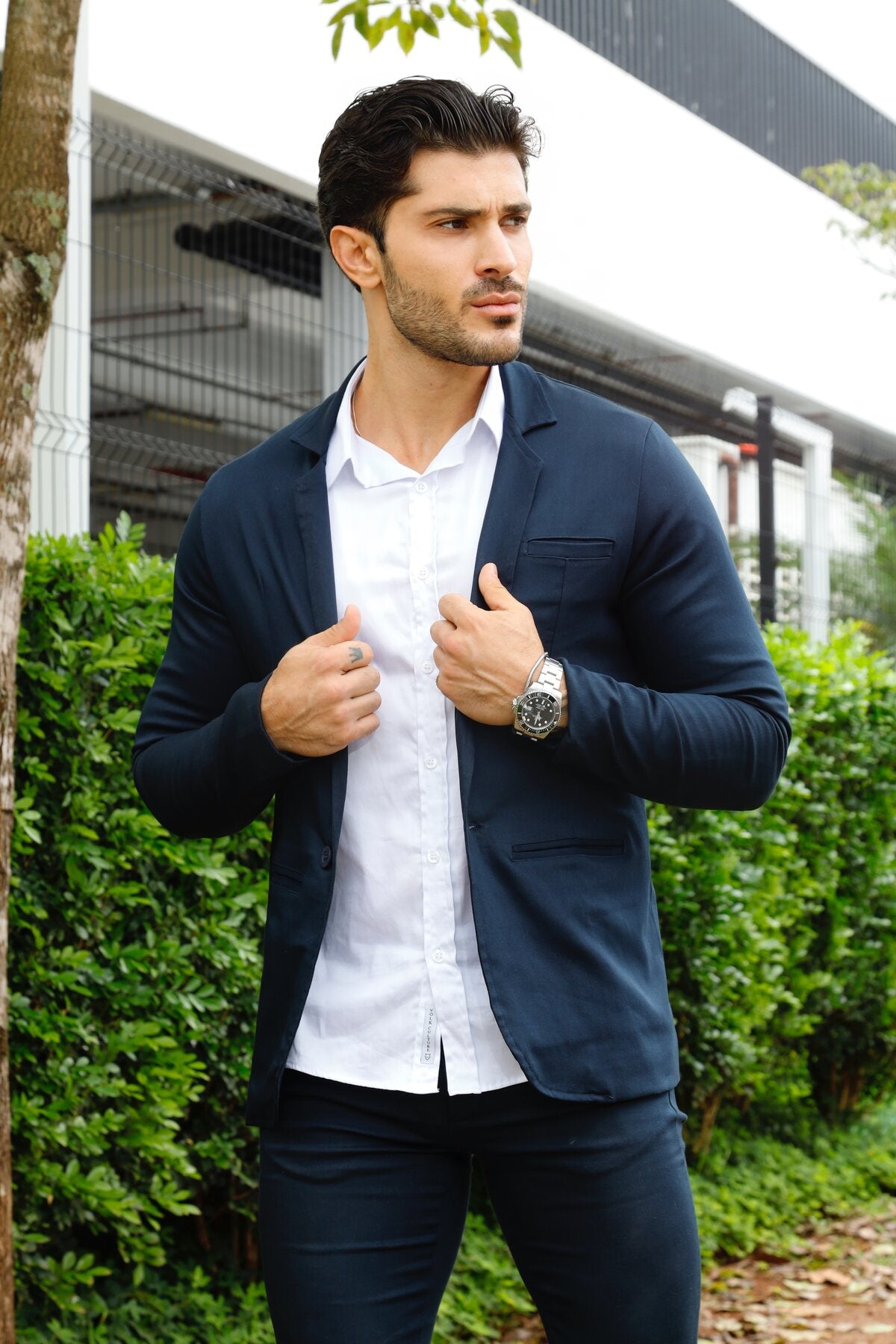 Blazer Sarja Alfaiataria Milano Masculina Azul Marinho