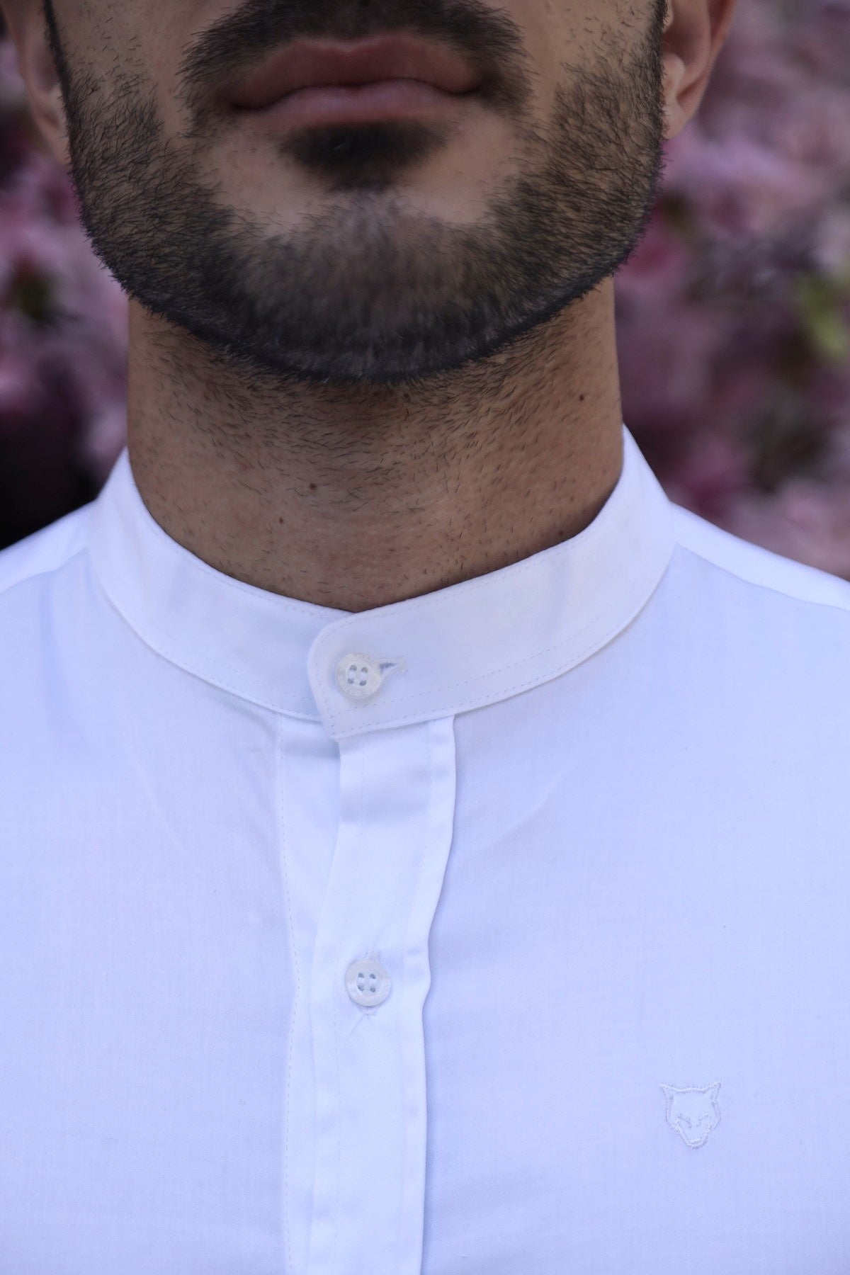 Camisa Manga Curta Social Gola Padre Branca Algodão Egípcio