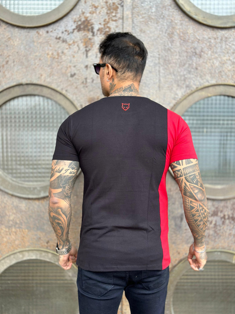 Camiseta Preta Recorte Vermelho Cotton Volk Culture