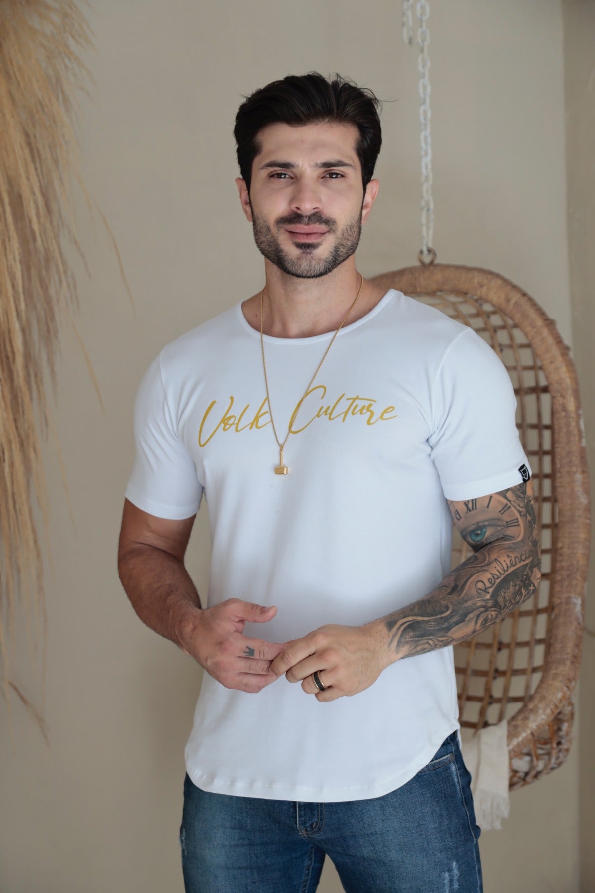 Camiseta Volk Culture Asas de Anjo Cotton Branca