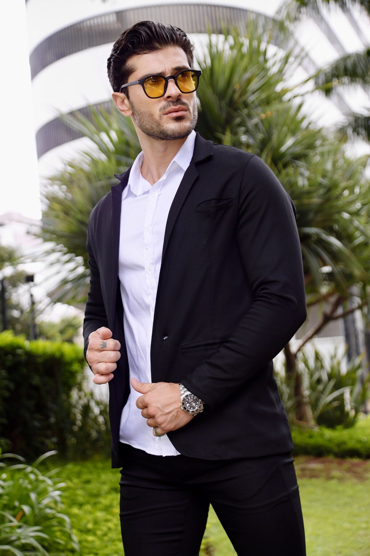 Blazer Sarja Alfaiataria Milano Masculina Preto