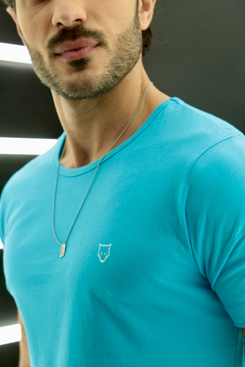 Camiseta Básica Premium Long  Volk Culture Azul Piscina