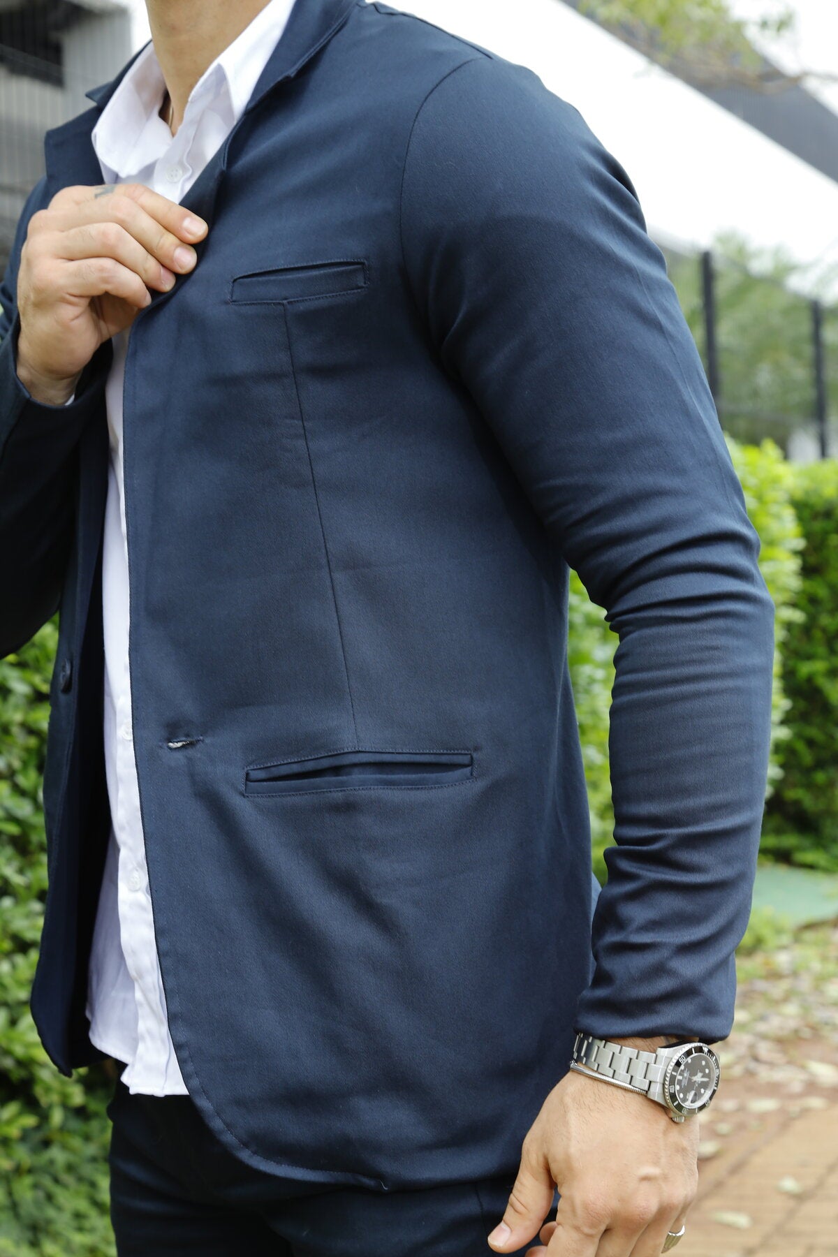 Blazer Sarja Alfaiataria Milano Masculina Azul Marinho