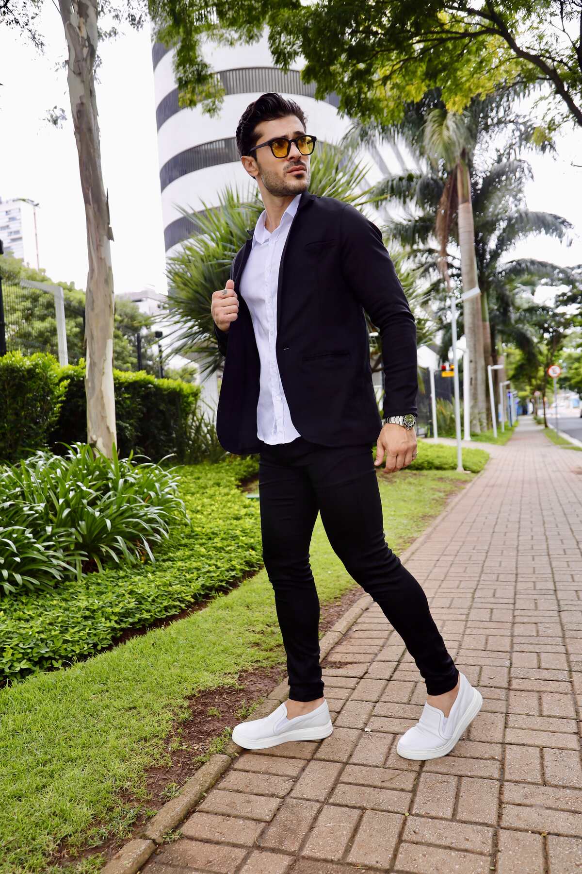 Blazer Sarja Alfaiataria Milano Masculina Preto