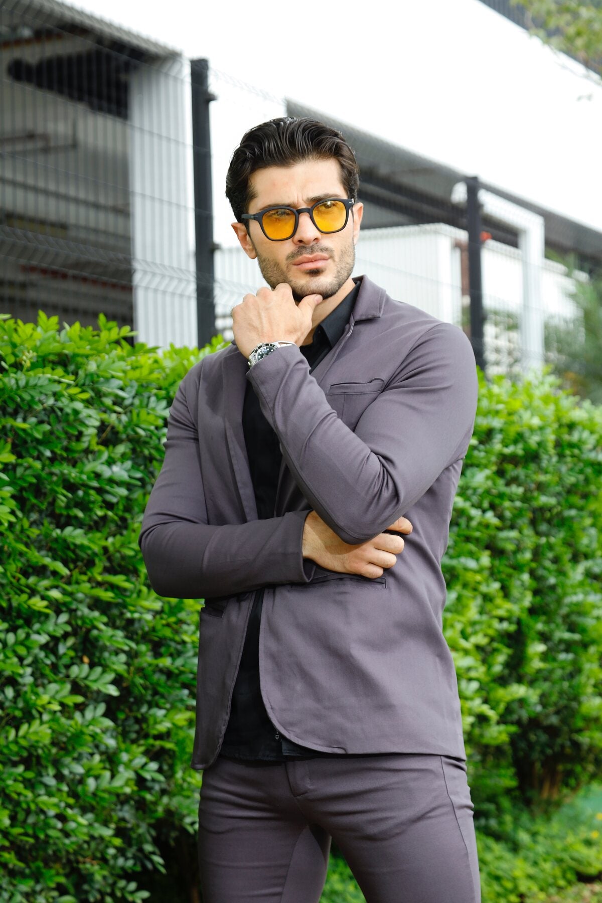 Blazer Sarja Alfaiataria Milano Masculina Cinza