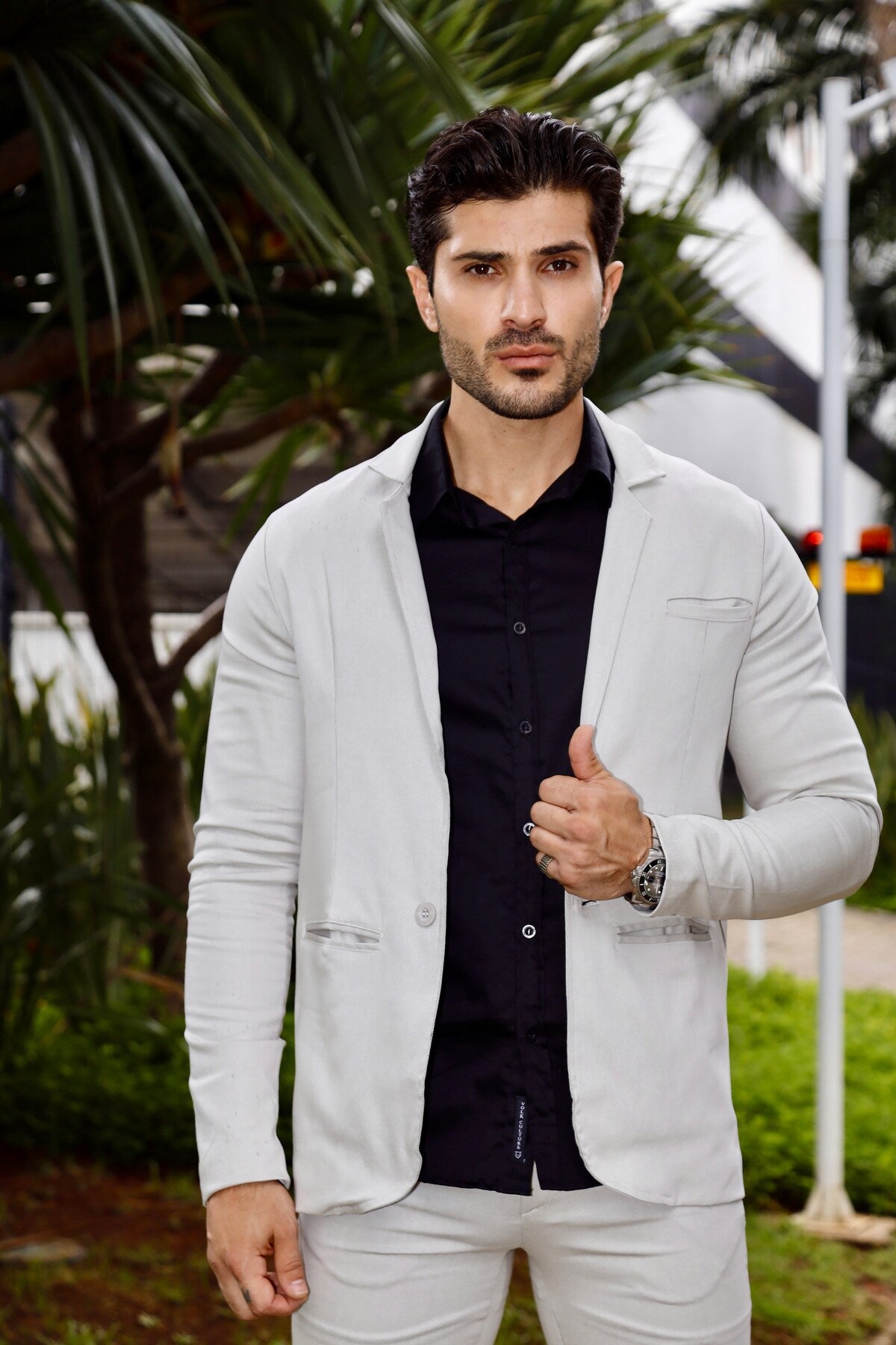 Blazer Sarja Alfaiataria Milano Masculina Bege