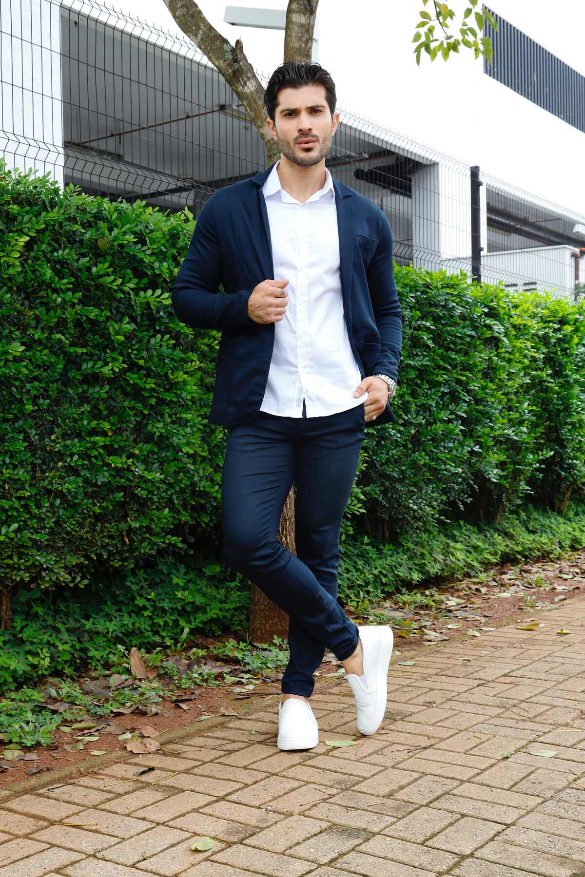 Blazer Sarja Alfaiataria Milano Masculina Azul Marinho