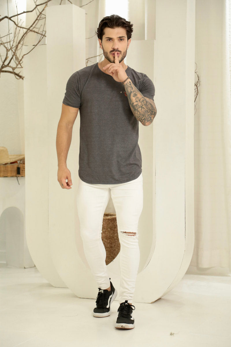 Camiseta Long Line Volk Culture Cinza