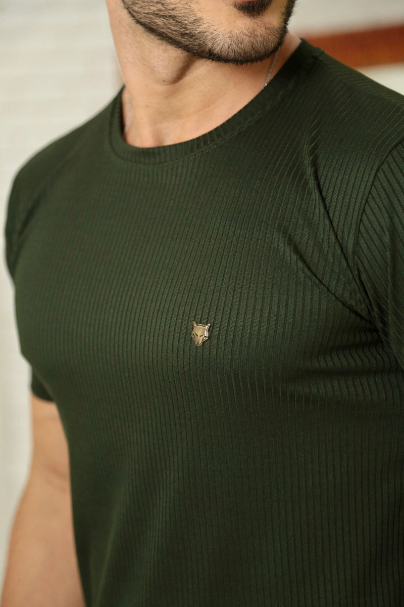 Camiseta Canelada Verde Escuro Logo Metal Volk Culture Supreme